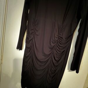 SHEIN Black Ruched Midi Dress